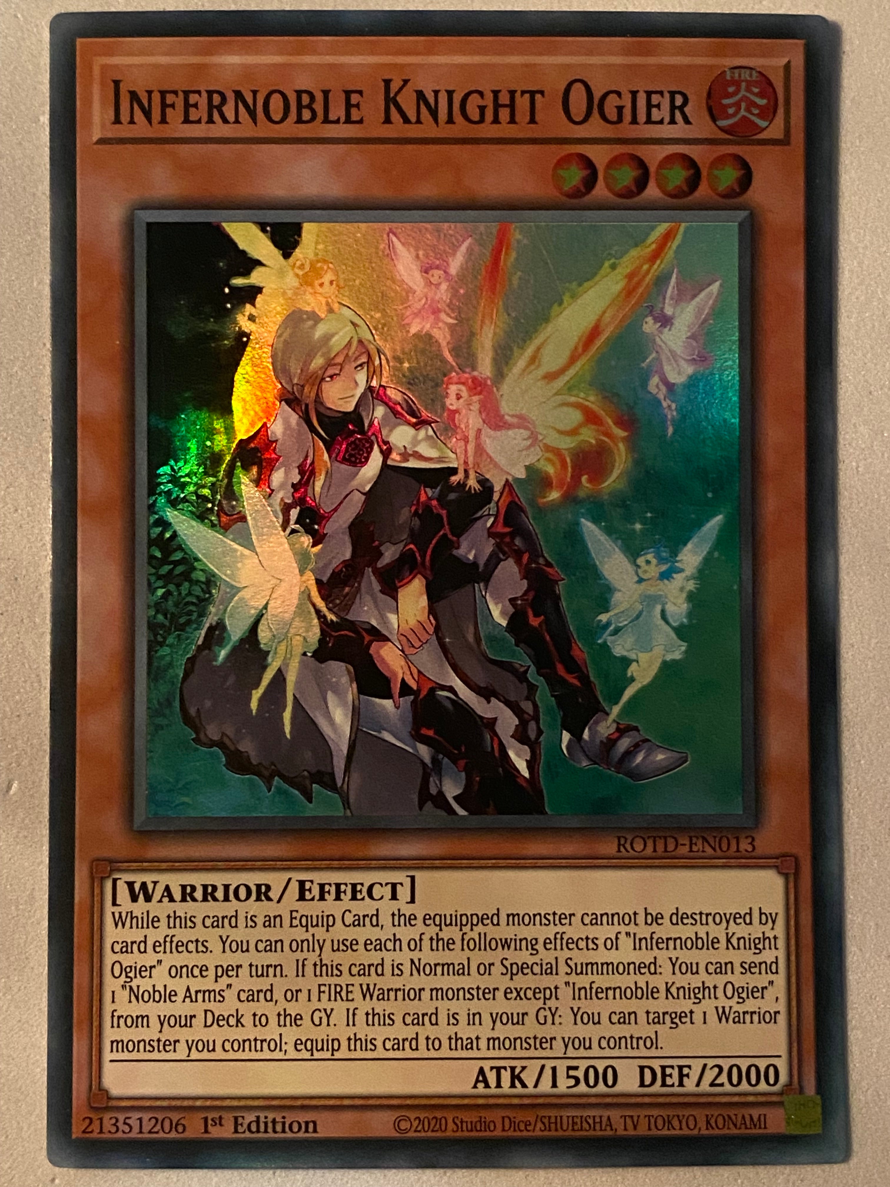 Yugioh Infernoble Knight Ogier ROTD-EN013 Super Rare 1st Edition NM