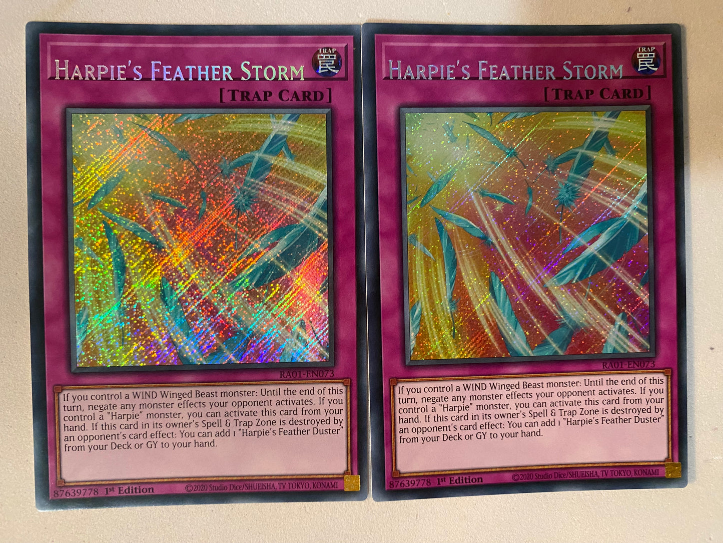 Harpie’s Feather Storm RA01-EN073 Misprint x2