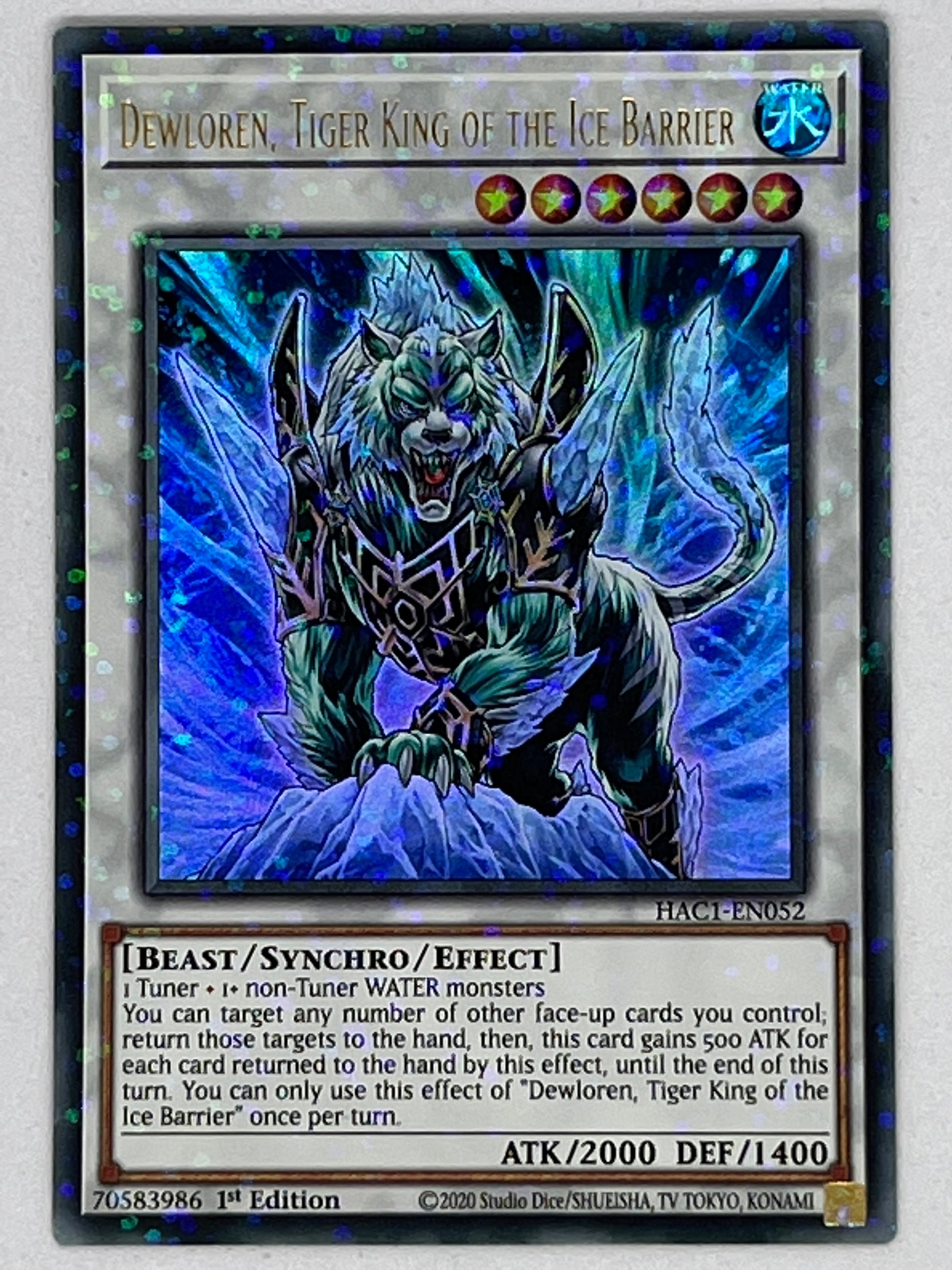 Dewloren, Tiger King Of The Ice Barrier HAC1-EN052 Genesis TCG Dewloren, Tiger King Of The Ice Barrier HAC1-EN052 Genesis TCG